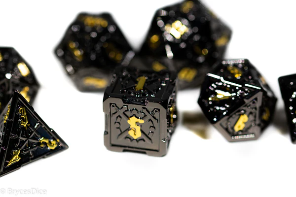 Metal Dice - Black Swords with Gold